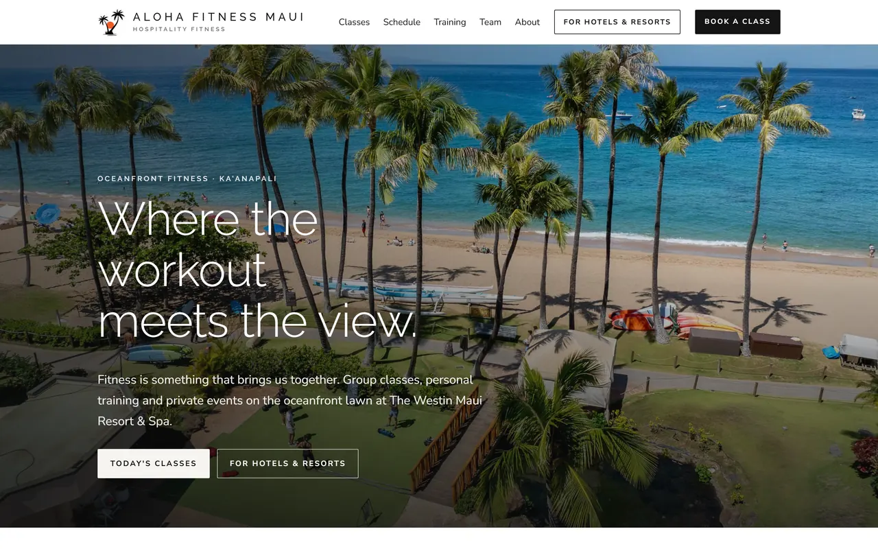 Aloha Fitness Maui on a laptop, after