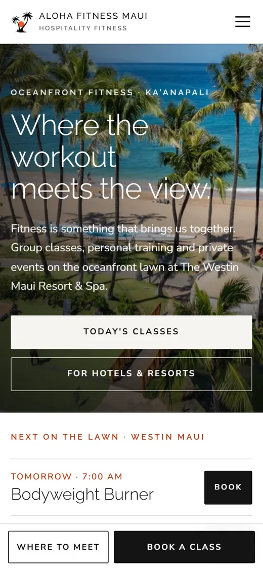 Aloha Fitness Maui on a phone, after