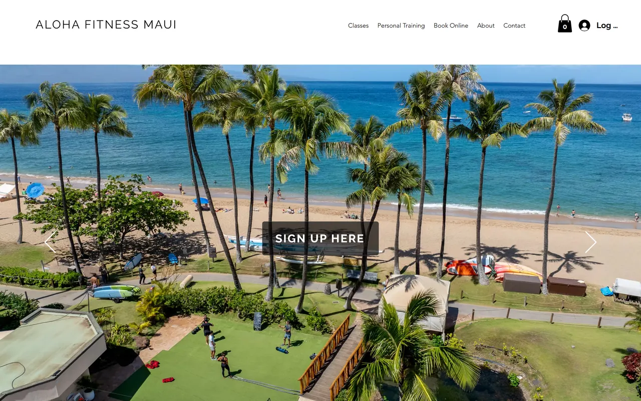 Aloha Fitness Maui on a laptop, before