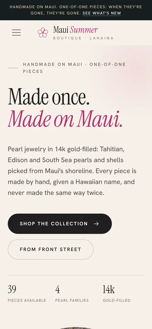 Maui Summer Boutique on a phone, after