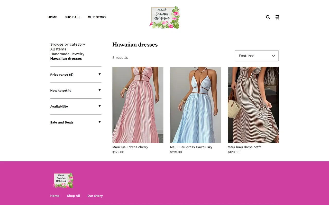 Maui Summer Boutique on a laptop, before