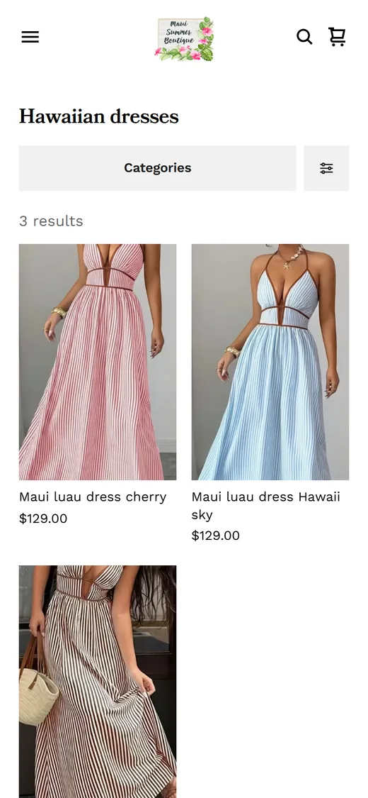 Maui Summer Boutique on a phone, before