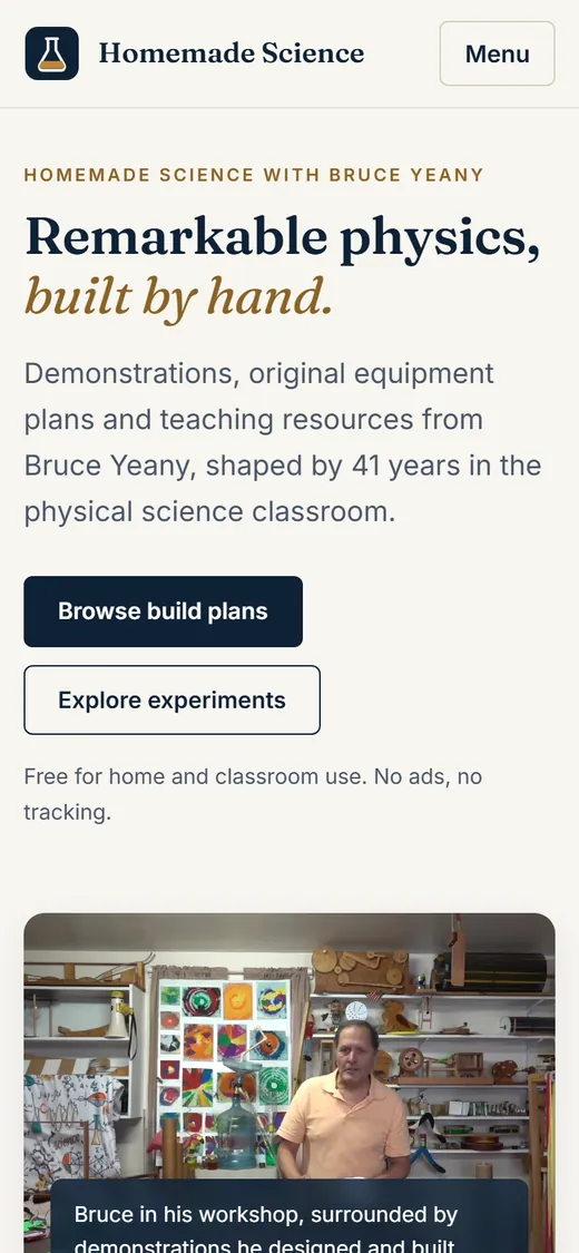 Homemade Science with Bruce Yeany on a phone, after