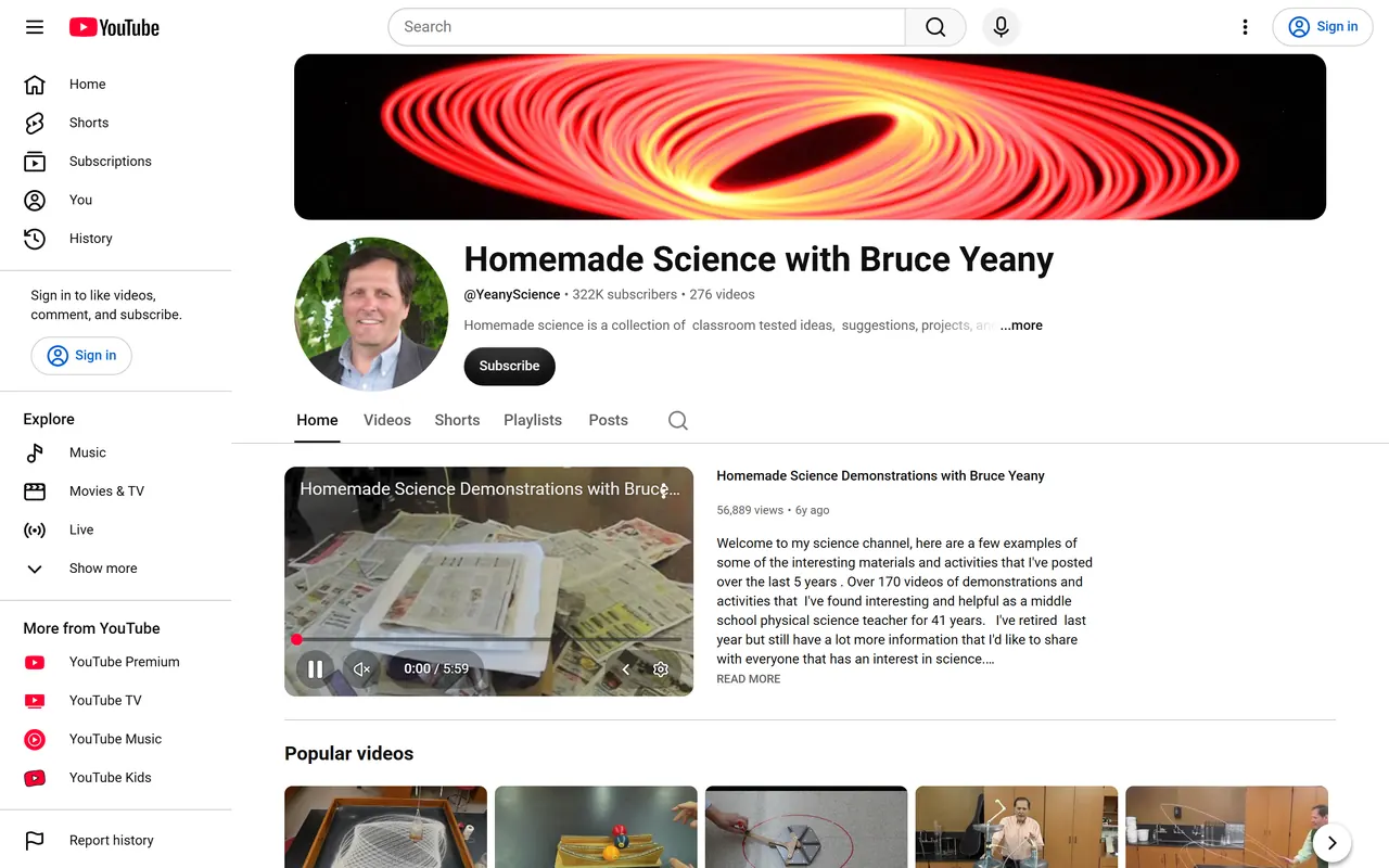 Homemade Science with Bruce Yeany on a laptop, before